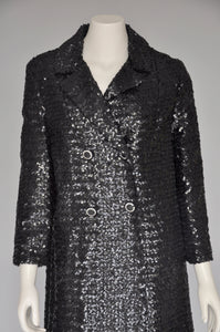 vintage 1950s 1960s black sequin skirt w/ matching coat M
