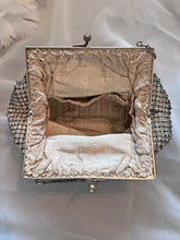 Load image into Gallery viewer, antique vintage 20s 30s prong set rhinestone silvertone frame purse delicate chain wedding
