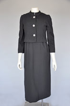 Load image into Gallery viewer, vintage 1960s black rhinestone dress with jacket XS
