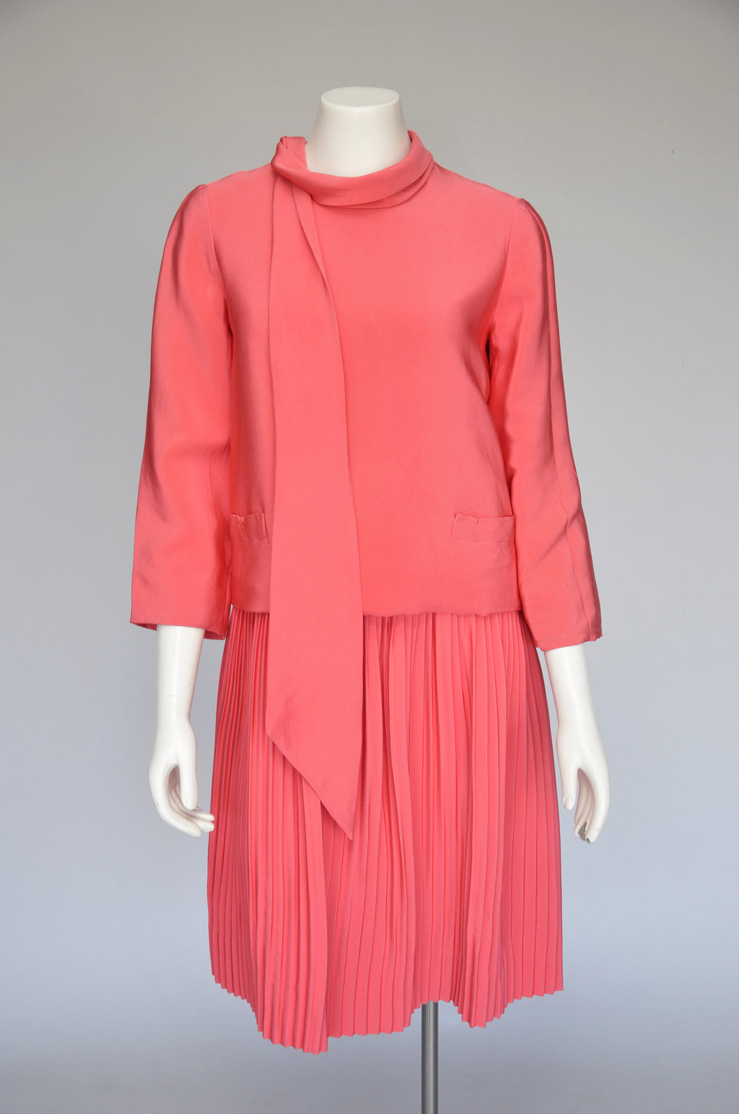 vintage 1960s unlabeled Norman Norell silk dress ensemble S/M