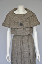 Load image into Gallery viewer, vintage 1950s 1960s Galanos houndstooth dress and capelet XS

