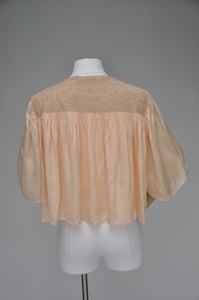 vintage 1930s peach silk and lace bed jacket XS-L