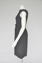 Load image into Gallery viewer, vintage 1960s nubby wool sleeveless belted dress M
