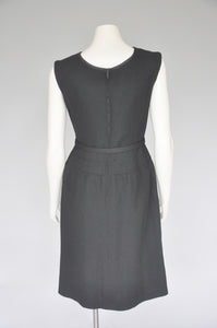 vintage 1960s nubby wool sleeveless belted dress M