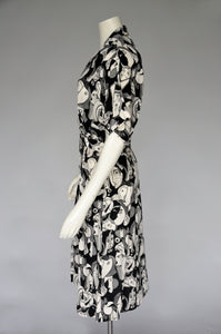 vintage 1980s silk Picasso print dress M