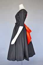 Load image into Gallery viewer, vintage 1950s black and orange taffeta party dress XS/S
