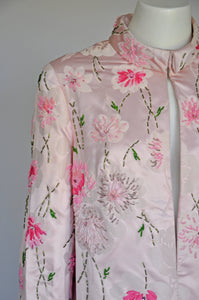 vintage 1960s silk embroidered coat XS/S/M