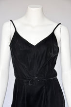 Load image into Gallery viewer, vintage 1950s 60s black velvet &amp; fur dress XS

