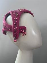 Load image into Gallery viewer, vintage 1940s 50s magenta beaded cocktail hat ONE SZ
