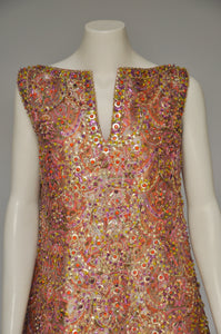 1960s Malcolm Starr Jeweled Beaded Mod Dress M/L