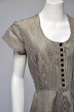 Load image into Gallery viewer, vintage 1940s gold and black check party dress XS/S
