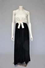 Load image into Gallery viewer, vintage 1960s black and white velvet Malcolm Starr Party Dress S/M
