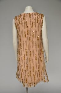 1930s peach tambour net lace dressing gown XS