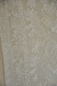 antique 1920s ivory net embroidered silk tunic dress wedding M-L