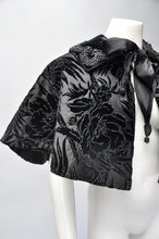 Load image into Gallery viewer, Antique 1860s black velvet and silk beaded capelet ONE SIZE
