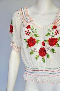 antique 1920s art deco rayon blouse XS/S