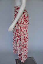 Load image into Gallery viewer, vintage 1930s red tropical floral print wide leg beach pajama pants M/L
