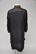 Load image into Gallery viewer, antique 1920s black dress with CHENILLE embroidery S/M
