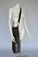 Load image into Gallery viewer, vintage 1969 brown leather fringe crossbody purse bag
