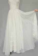 Load image into Gallery viewer, vintage 1940s ivory silk organza Ceil Chapman maxi dress XS
