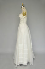Load image into Gallery viewer, vintage 1940s ivory silk organza Ceil Chapman maxi dress XS
