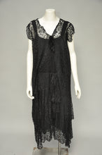 Load image into Gallery viewer, antique 1920s black lace dress with matching shirt L/XL
