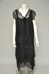 antique 1920s black lace dress with matching shirt L/XL