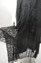 Load image into Gallery viewer, 1920s black lace dress with matching shirt L/XL
