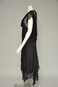 1920s black lace dress with matching shirt L/XL