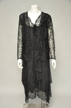 Load image into Gallery viewer, 1920s black lace dress with matching shirt L/XL
