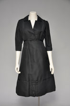 Load image into Gallery viewer, vintage 1950s Harvey Berin black silk dress S/M
