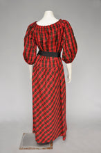 Load image into Gallery viewer, late 70s early 80s Bill Blass red plaid maxi dress S/M
