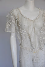 Load image into Gallery viewer, antique 1900s Edwardian net dress w/ felted wool beading wedding S/M
