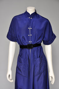 1940s cobalt blue hostess gown L/XL