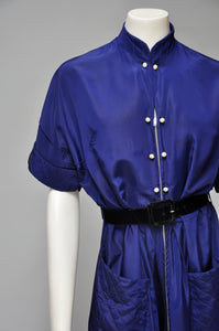 vintage 1940s cobalt blue hostess gown L/XL