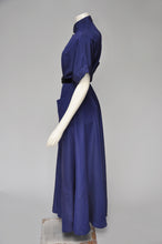 Load image into Gallery viewer, vintage 1940s cobalt blue hostess gown L/XL
