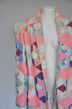 Load image into Gallery viewer, vintage 1930s quilt coat with puffed shoulders XS-L
