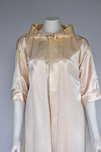 vintage 1950s champagne satin coat with pink lining S/M/L