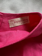 Load image into Gallery viewer, vintage 1950s pink &amp; white color block linen sleeveless dress XS
