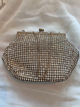 Load image into Gallery viewer, antique vintage 20s 30s prong set rhinestone silvertone frame purse delicate chain wedding
