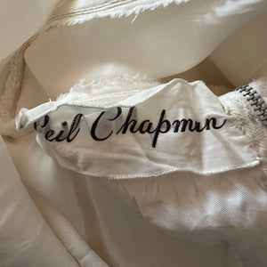 1940s ivory silk organza Ceil Chapman maxi dress XS