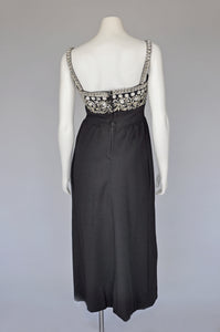 vintage 1960s black rhinestone dress with jacket XS