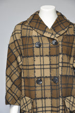 Load image into Gallery viewer, 1960s brown plaid mod coat S-L
