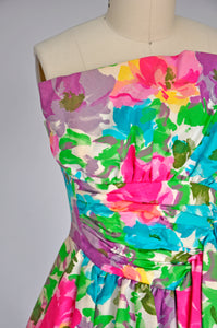 1980s floral Victor Costa spring dress XS/S