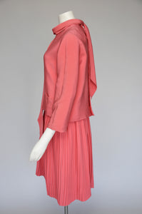 1960s unlabeled Norman Norell silk dress ensemble S/M