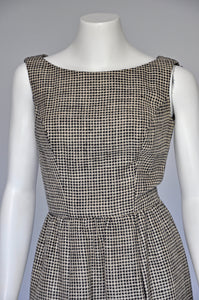 50s 60s Galanos houndstooth dress and capelet XS