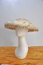 Load image into Gallery viewer, 1950s wide brim feathered new look hat

