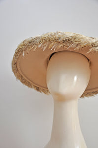 1950s wide brim feathered new look hat