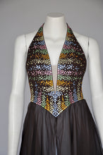 Load image into Gallery viewer, vintage 1960s sleeveless chiffon party dress with rhinestones XS/S

