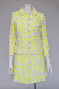 1960s bright yellow mod dress set XS/S
